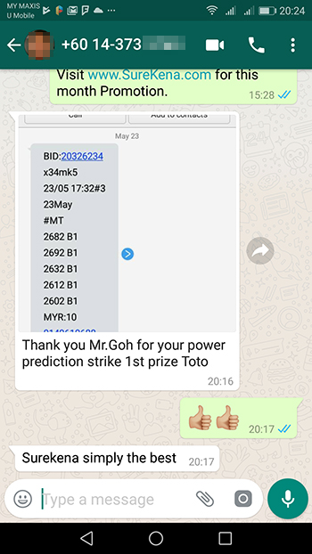 whatsapp toto win Lottert 4d Big Prize