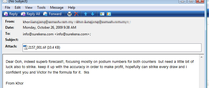 Khor win sms 4D number