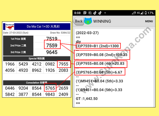 Damacai 4D Result - 27 March 2022