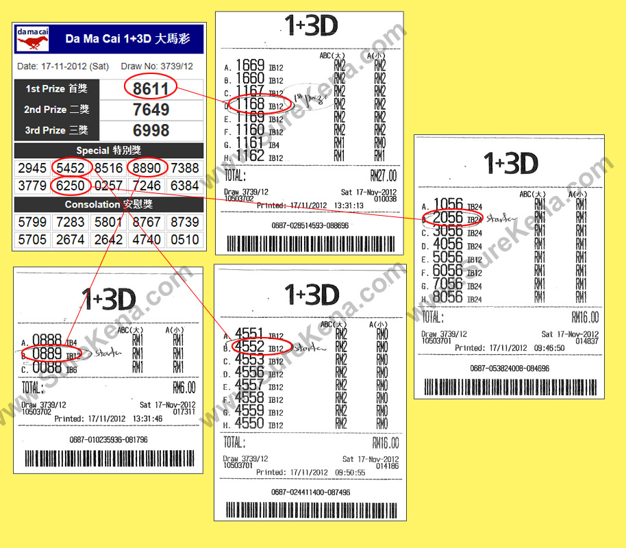 Damacai 4D Result - 17 November 2012