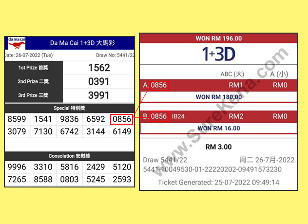 Damacai 4D Result - 26 July 2022