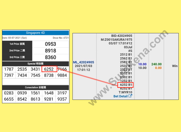 Singapore 4D Result - 23 June 2021