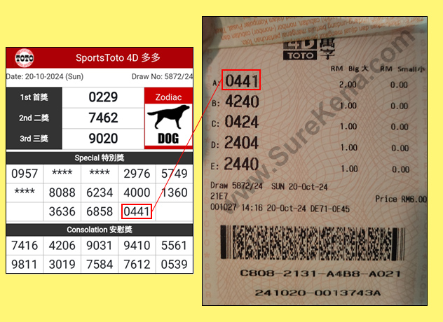 Toto 4D Result - 20 October 2024