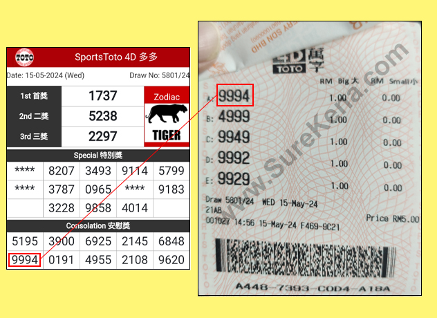 Toto 4D Result - 15 May 2024