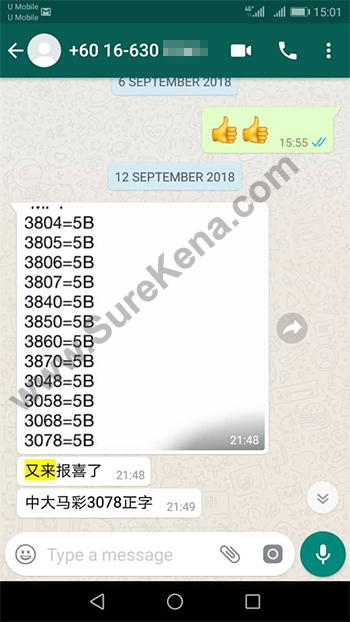 whatsapp Kuda win Lottery 4d Prize