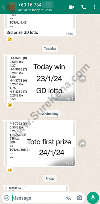 whatsapp lottery 4d win ticket