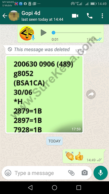 whatsapp lottery 4d win ticket