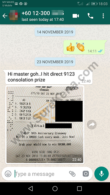 whatsapp lottery 4d win ticket