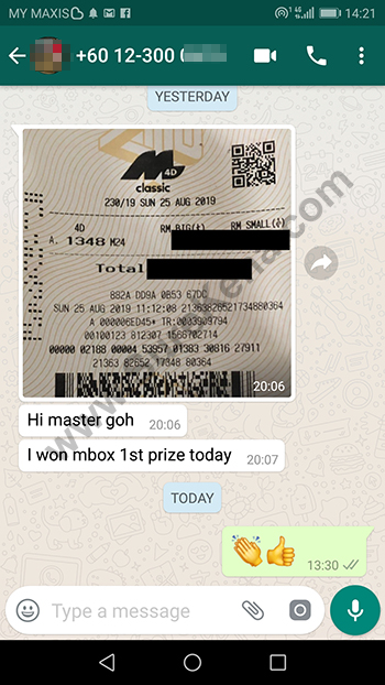 whatsapp lottery 4d win ticket