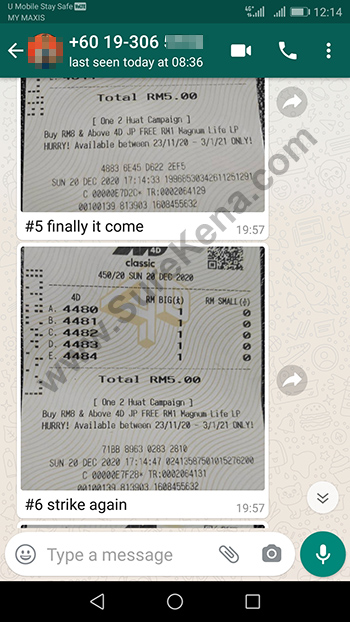 whatsapp lottery 4d win ticket