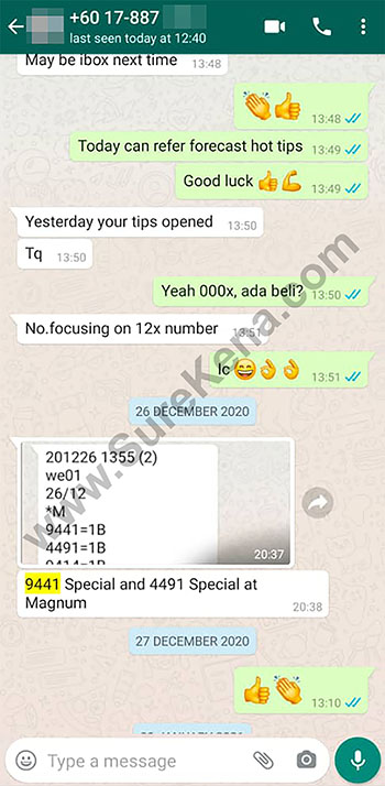 whatsapp lottery 4d win ticket