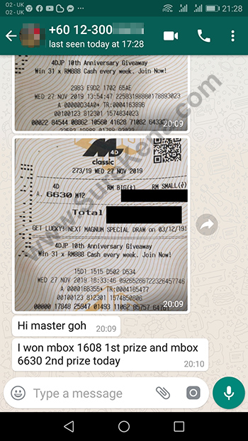 whatsapp lottery 4d win ticket