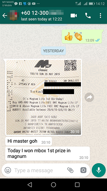 whatsapp lottery 4d win tickets