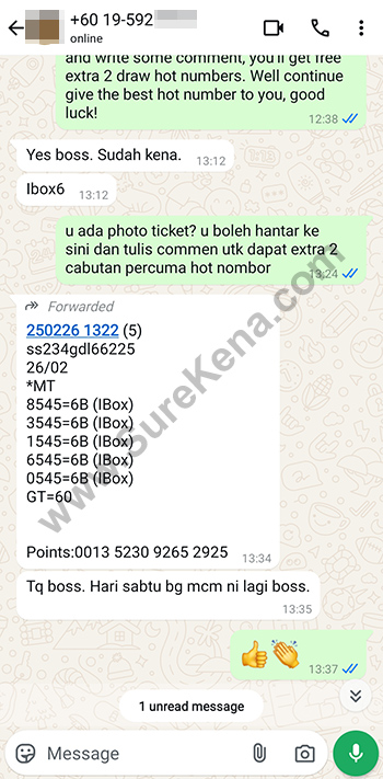 whatsapp lottery 4d win ticket