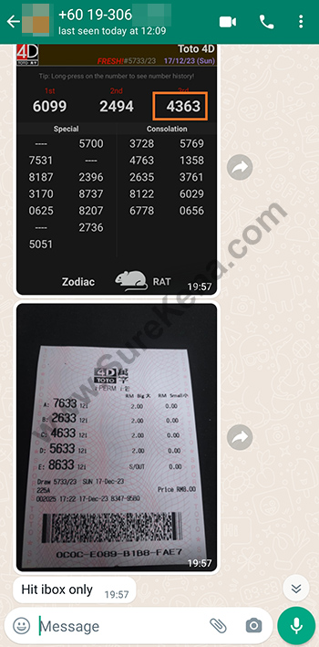 whatsapp lottery 4d win ticket