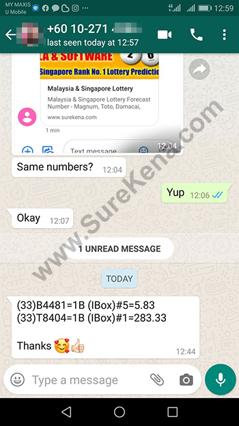 whatsapp lottery 4d win ticket