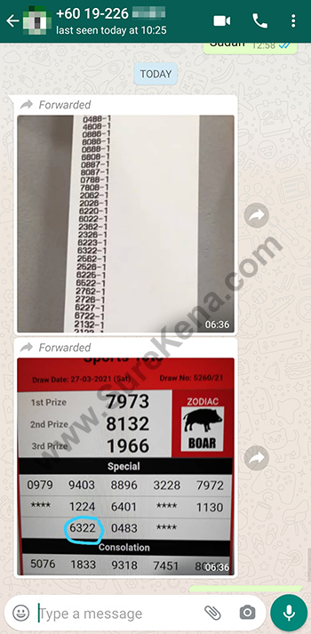 whatsapp lottery 4d win ticket