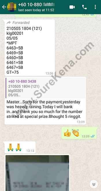 whatsapp lottery 4d win ticket