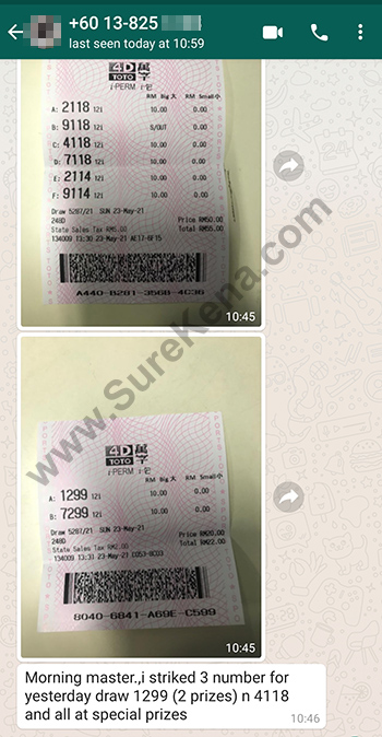 whatsapp lottery 4d win ticket