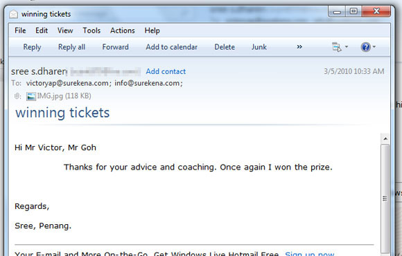 Winining Testimonial Sree 2 May 2010